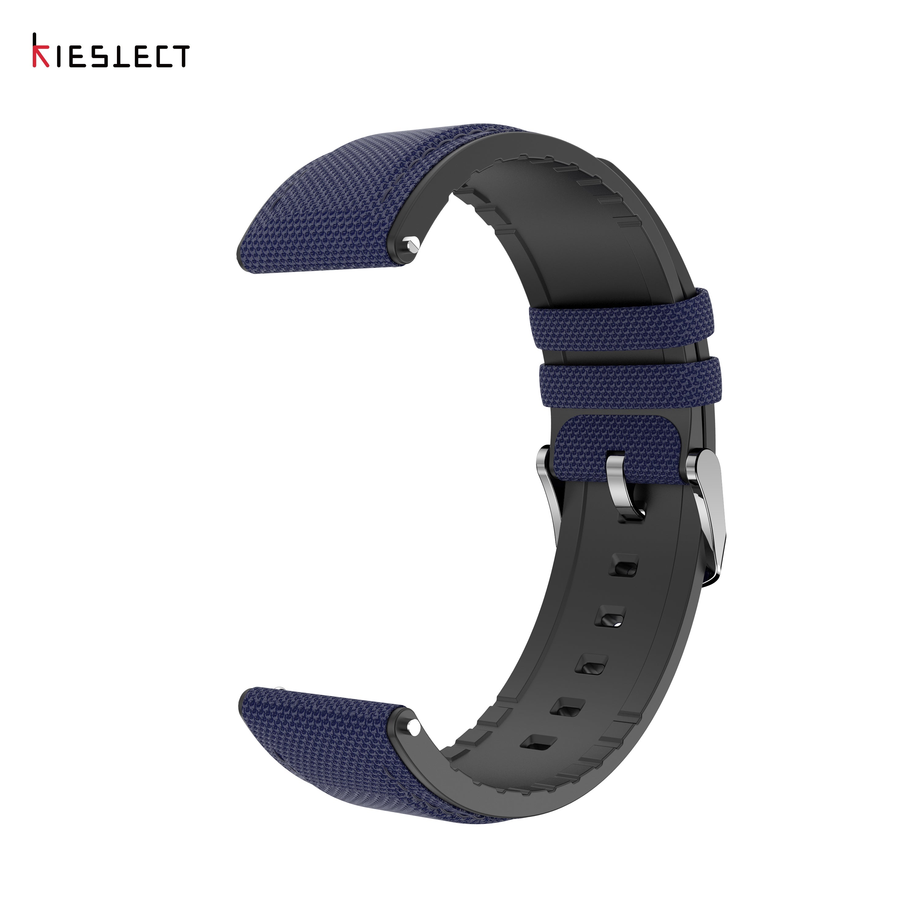 Kieslect 22MM Navy Silicone-Nylon Woven Strap